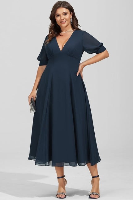 Robe Plissée Élégante Col V - gallery 8
