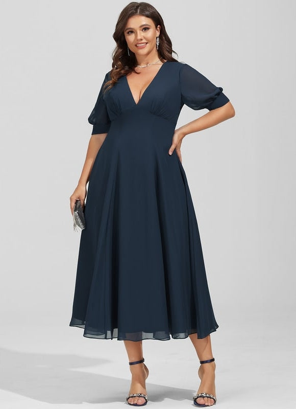 Robe Plissée Élégante Col V - gallery 8