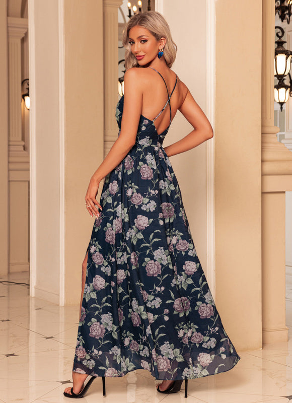 Robe Maxi Fleurie Col V Élégante - gallery 6