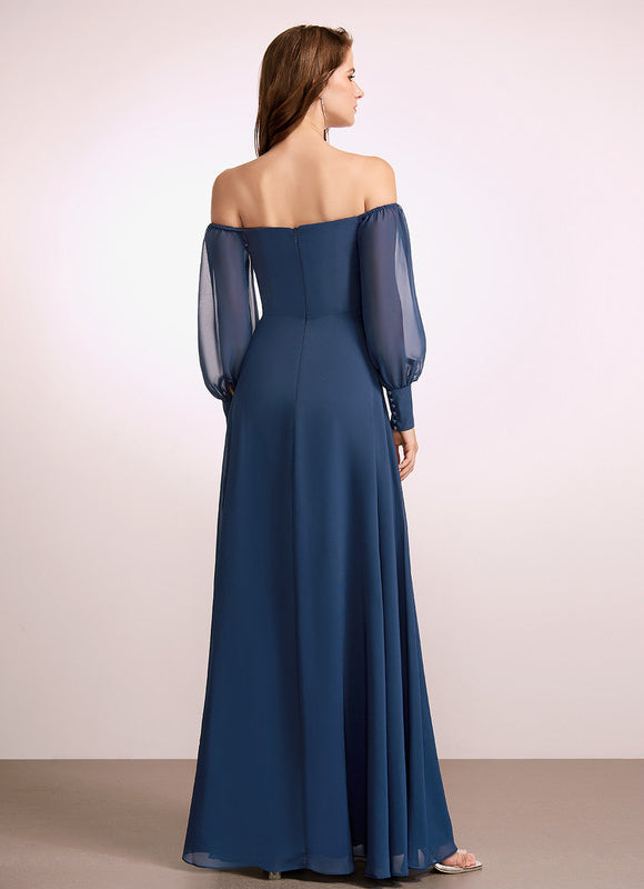 Robe Longue Dos Nu Bleu Marine - gallery 4