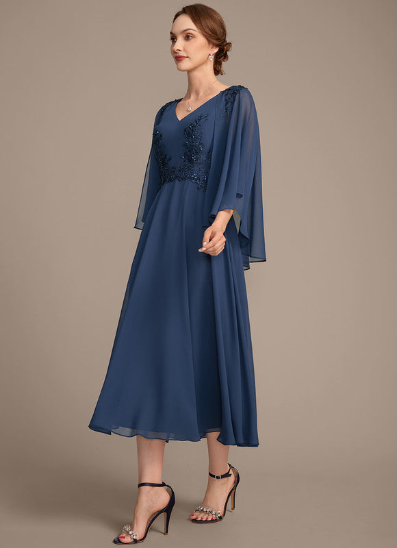 Robe Élégante Col V Paillettes - gallery 4