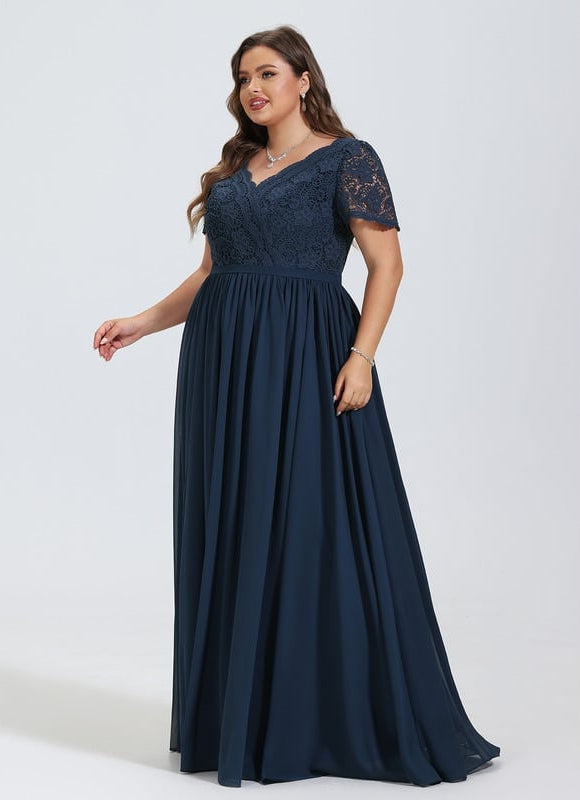 Robe Élégante Col V Brodée Nuit - gallery 8
