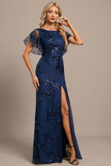 Robe Soirée Pailletée Élégante Col Rond - gallery 4