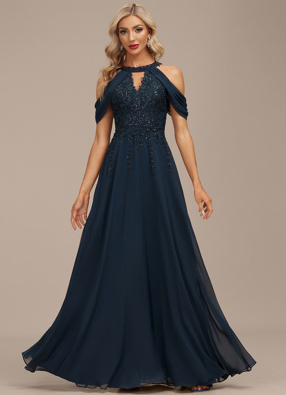 Robe Élégante Paillettes Col Dénudé