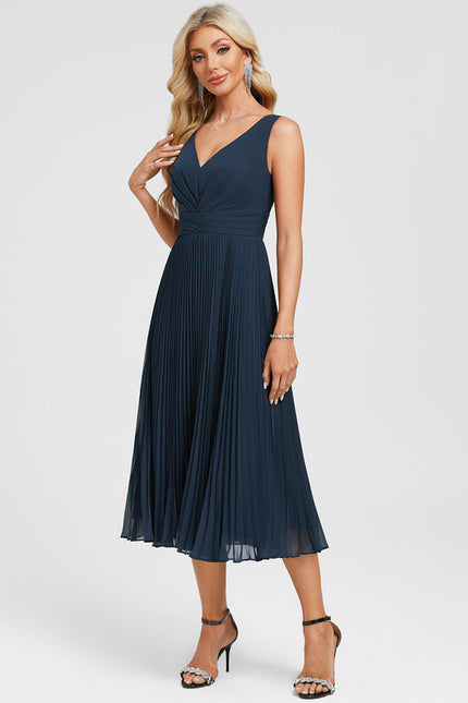 Robe Plissée Élégante Col V - gallery 2
