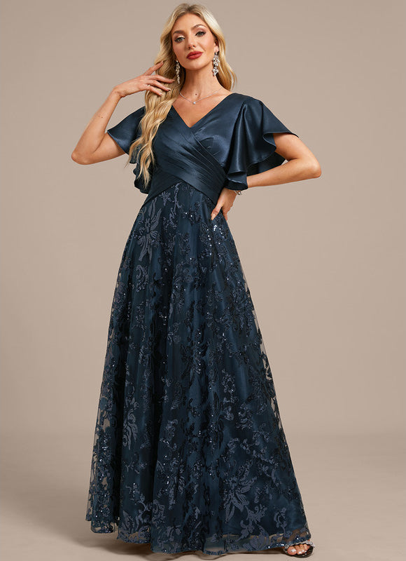 Robe Longue Satin Pailleté Élégante - gallery 3