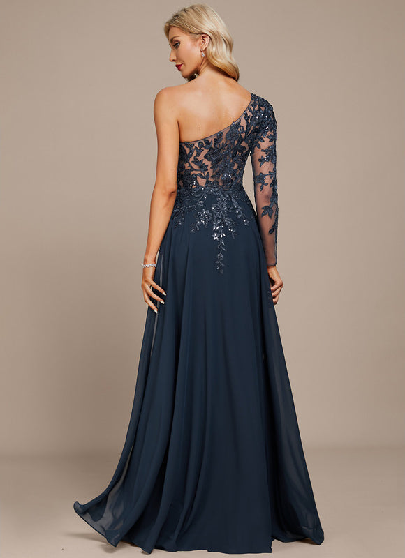 Robe Élégante Une Épaule Paillettes - gallery 4