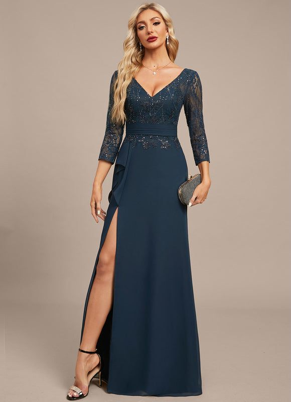 Robe Élégante Pailletée Col V
