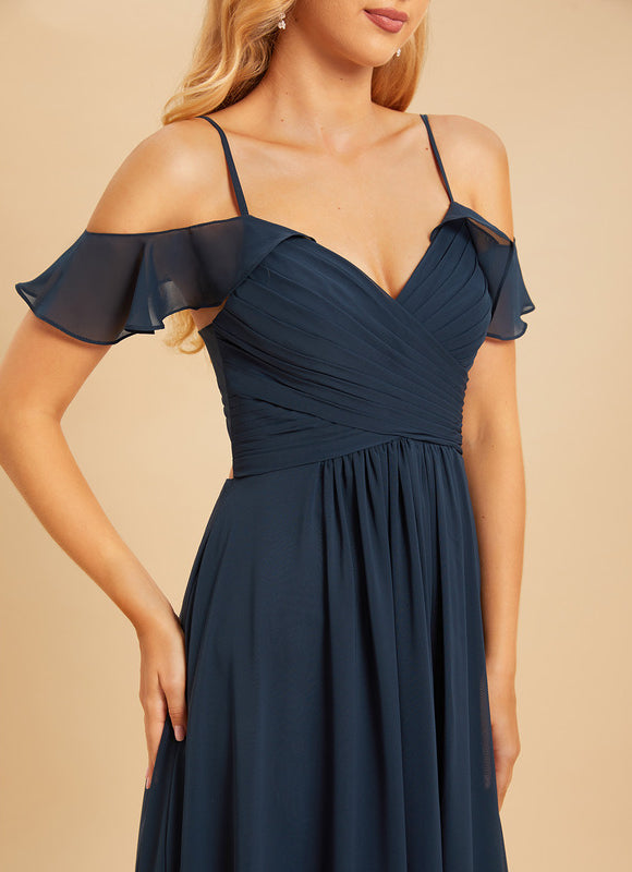 Robe Longue Chic Col V Fendue - gallery 5