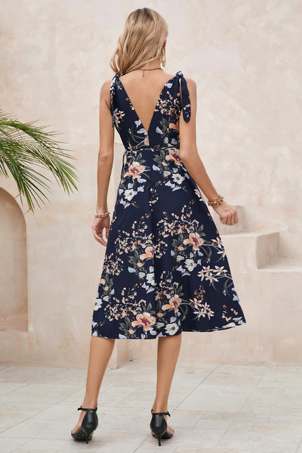 Robe Fleurie Bleu Marine Été - gallery 3