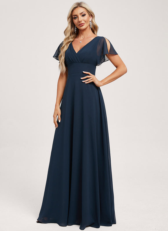 Robe Longue Chic Col V Fendue - gallery 1
