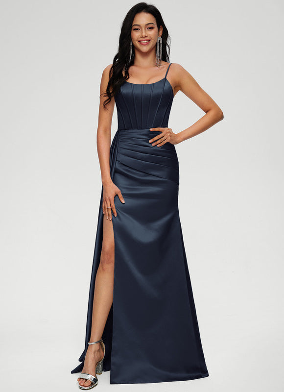 Robe Satinée Élégante Fendue Chic - gallery 1