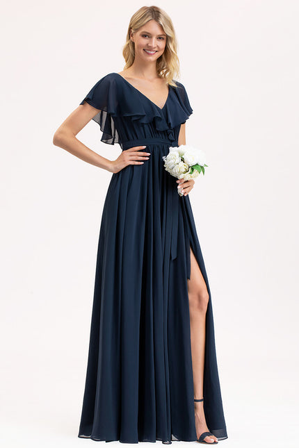 Robe Mousseline Élégante Col V Fendue - gallery 6