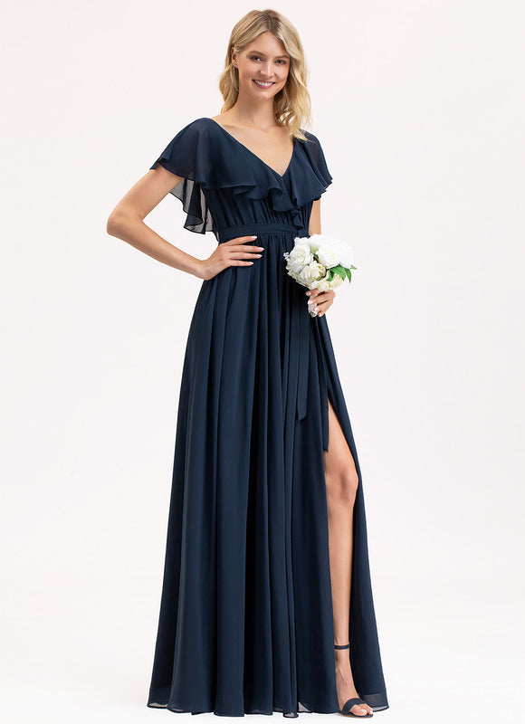 Robe Mousseline Élégante Col V Fendue - gallery 6