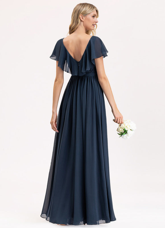 Robe Mousseline Élégante Col V Fendue - gallery 4