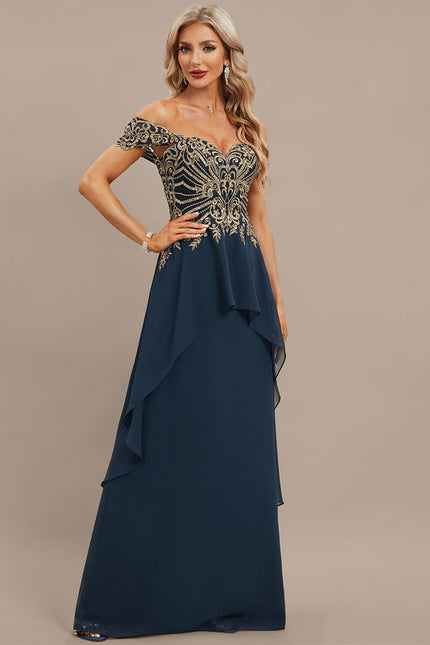 Robe Élégante Paillettes Col Off-Shoulder - gallery 4