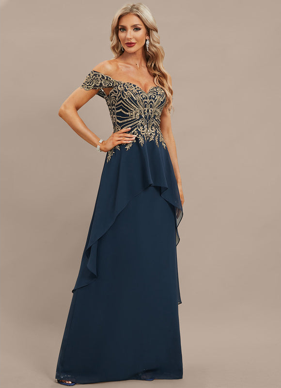 Robe Élégante Paillettes Col Off-Shoulder - gallery 4