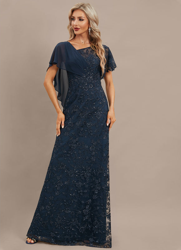 Robe Élégante Paillettes Col Asymétrique - gallery 2