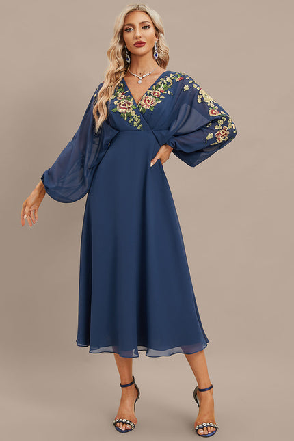 Robe Trapèze Éléguante Brodée Nuit - gallery 4