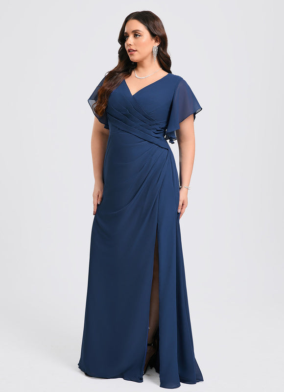 Robe Mousseline Élégante Col V Fendue - gallery 7