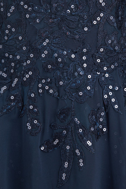 Robe Mère Mariée Bleu Marine Paillettes - gallery 4