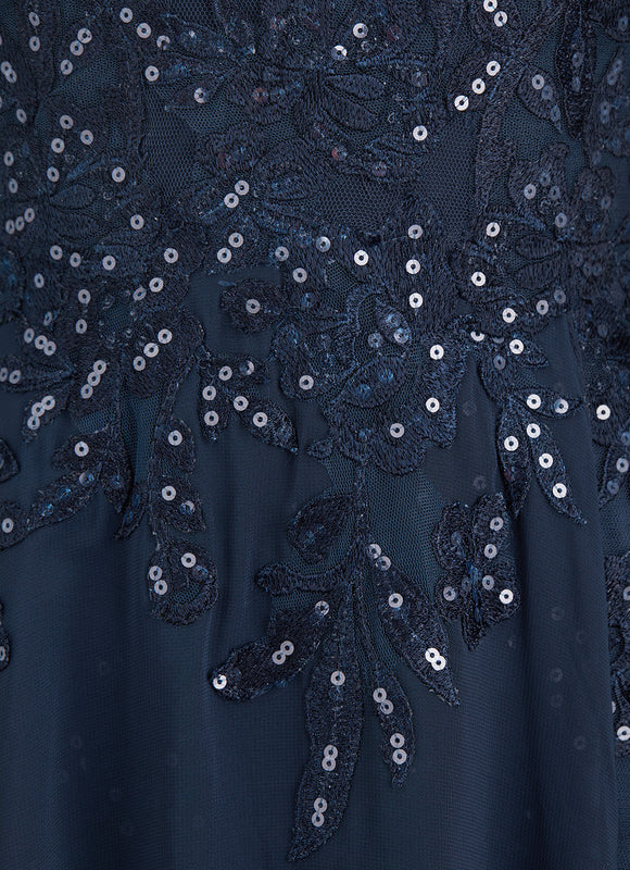 Robe Mère Mariée Bleu Marine Paillettes - gallery 4