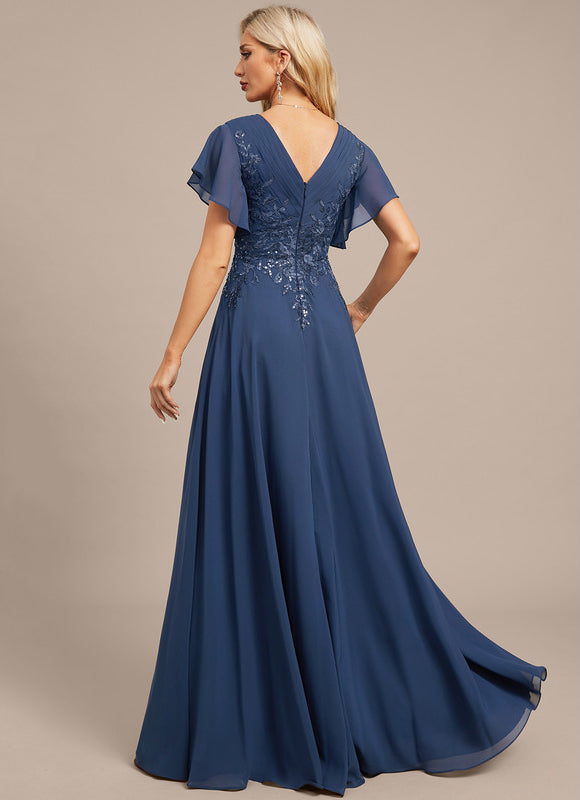 Robe Élégante Col V Volants Paillettes - gallery 7