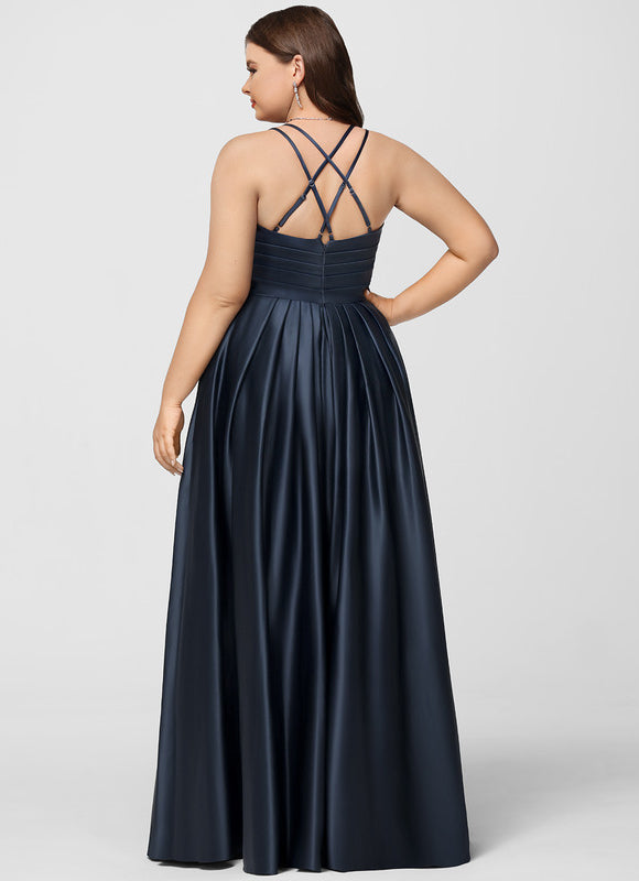 Robe Satinée Élégante Fendue Col V - gallery 7
