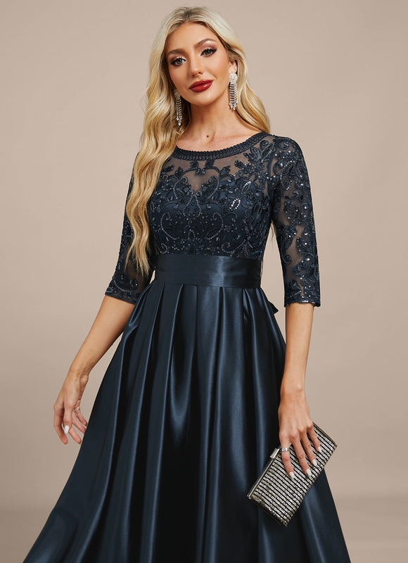Robe Mère Mariée Satinée Élégante - gallery 1