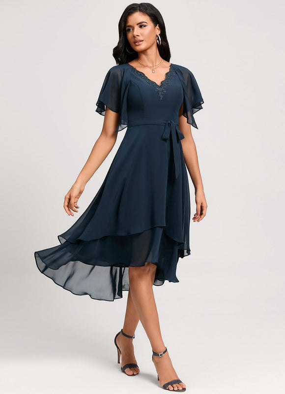 Robe Bleu Marine En Mousseline
