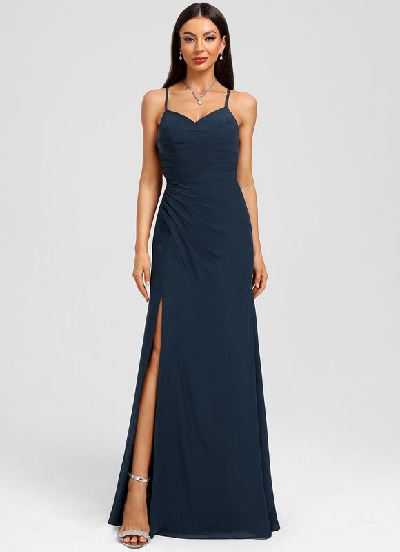Robe Longue Mousseline Élégante Fendue - gallery 4