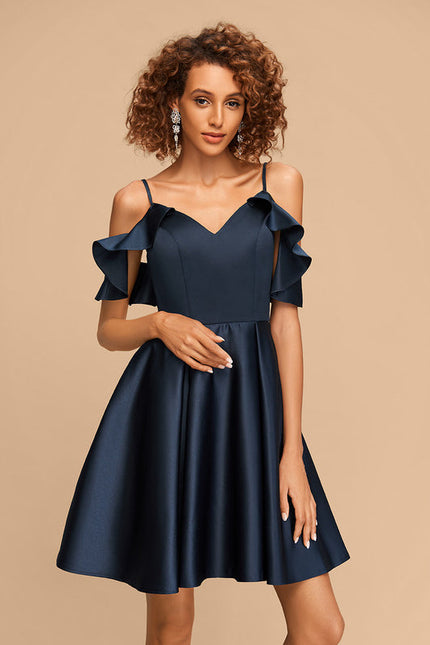 Robe Trapèze Satinée Éclatante Nuit - gallery 2
