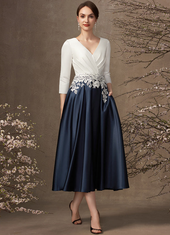 Robe Élégante Satinée Col V Floral - gallery 1