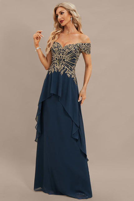 Robe Élégante Paillettes Col Off-Shoulder - gallery 3