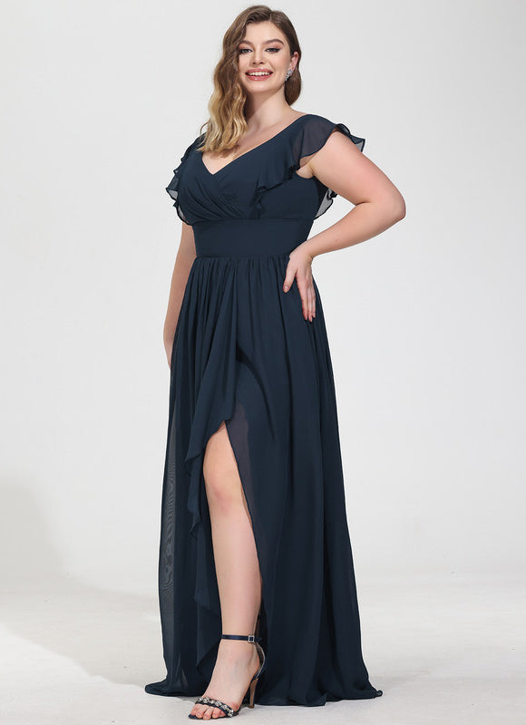 Robe Mousseline Élégante Col V Fendue - gallery 7