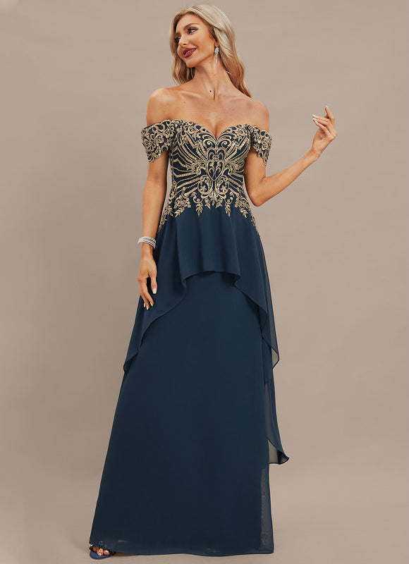 Robe Élégante Paillettes Col Off-Shoulder - gallery 2