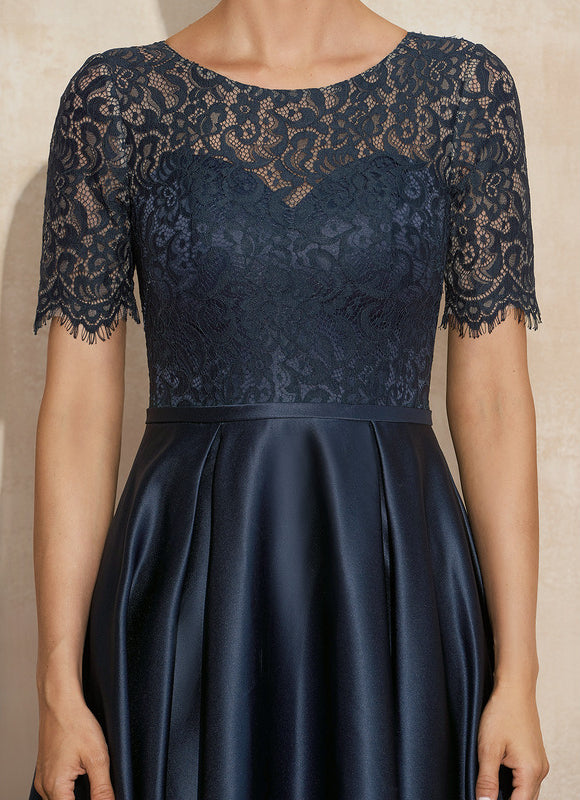 Robe Élégante Satinée Col Illusion - gallery 2