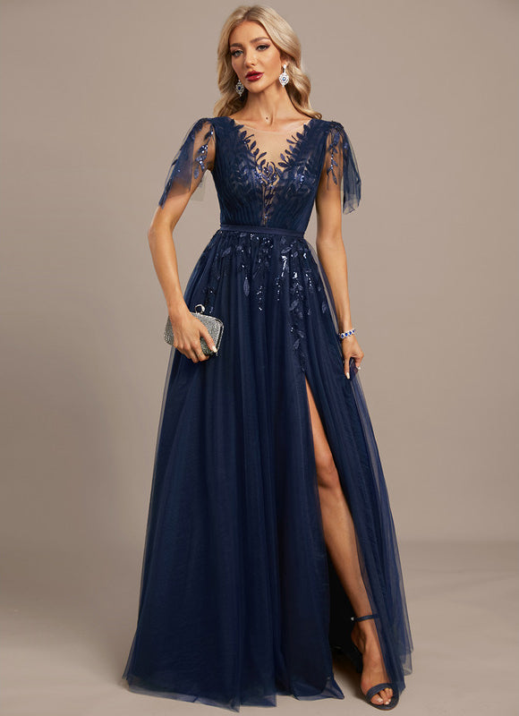 Robe De Soirée Tulle Pailletée Élégante - gallery 3