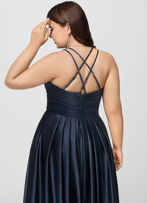 Robe Satinée Élégante Fendue Col V - gallery 8