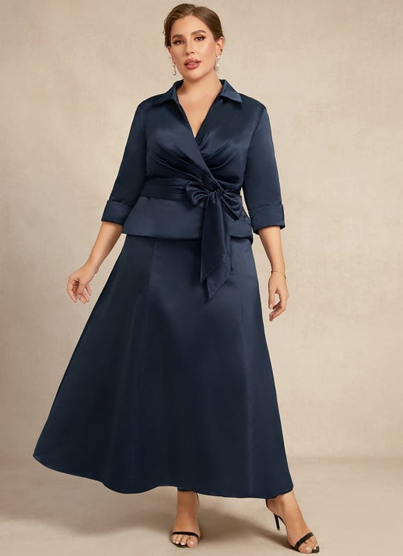 Robe Satinée Élégante Col Nœud - gallery 7