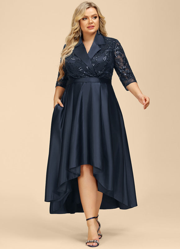 Robe Élégante Satinée Col Brodé - gallery 7