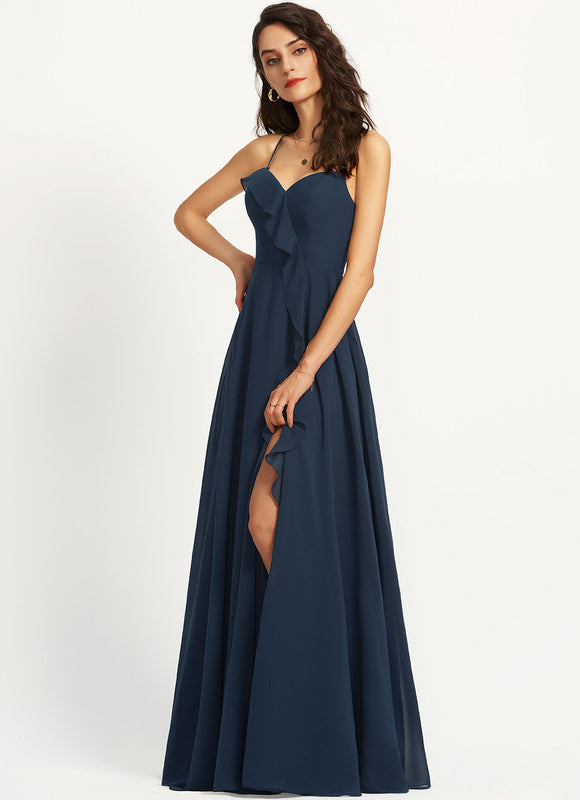 Robe Longue Chic Col V Fendue - gallery 2