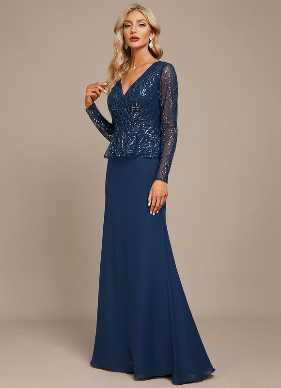 Robe Élégante Paillettes Col V Satinée - gallery 2