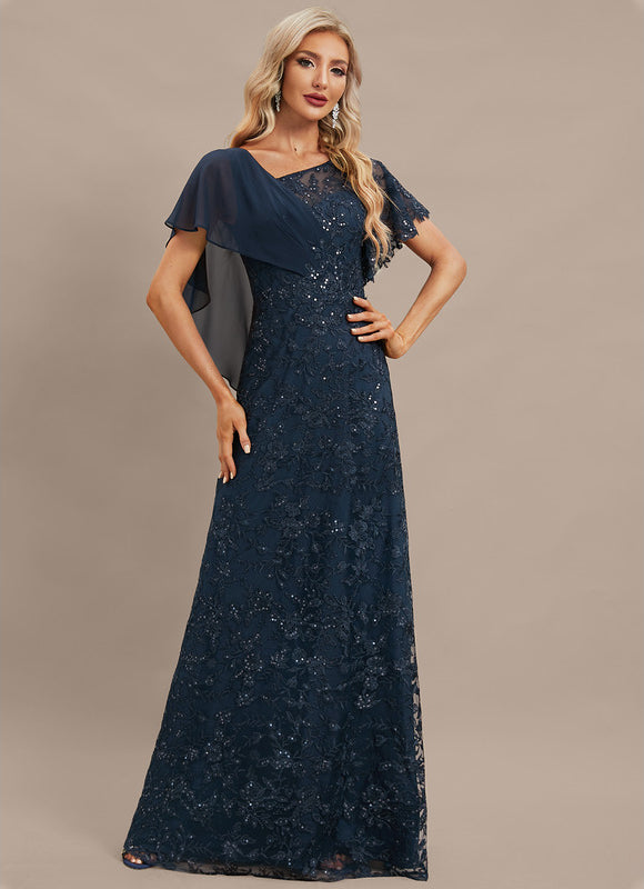 Robe Élégante Paillettes Col Asymétrique - gallery 3