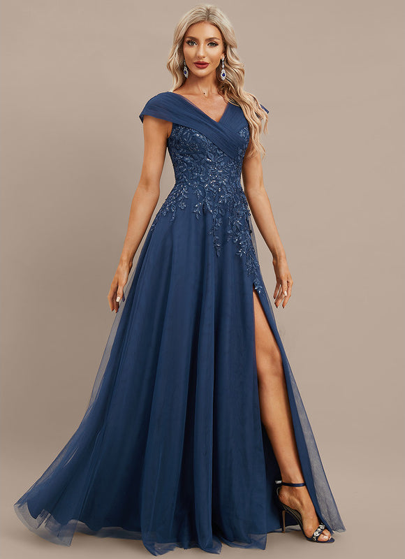 Robe De Soirée Tulle Chic Bleu - gallery 4