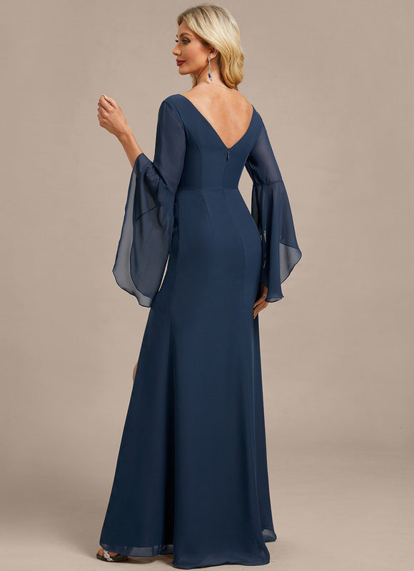 Robe Longue Moulante Bleu Marine Chic - gallery 5