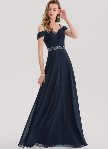 Robe Élégante Col V Paillettes Nuit
