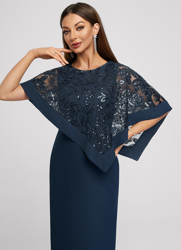 Robe Élégante Paillettes Col Cape - gallery 4