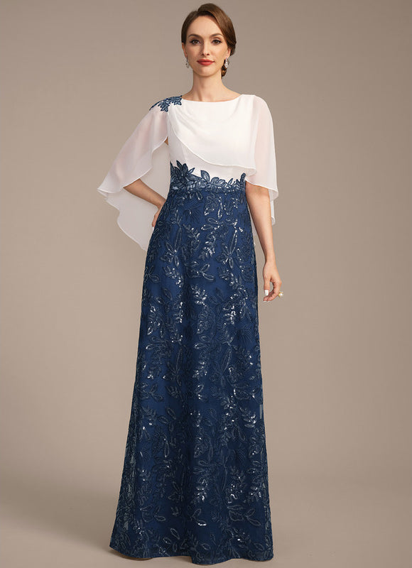 Robe Élégante Paillettes Col Capes - gallery 3