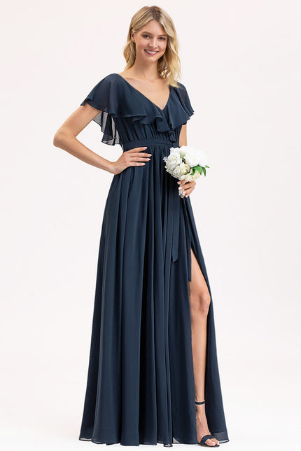 Robe Mousseline Élégante Col V Fendue - gallery 3